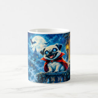 Halloween Vampier Pug in Nacht Scène Koffiemok