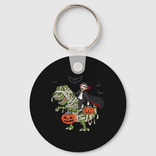 Halloween Vampier Rijden T Rex Fun Boys Meisjes Ki Sleutelhanger (Voorkant)