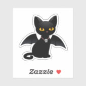 Halloween Vampier Zwarte Kat met Vleugels Sticker (Vel)