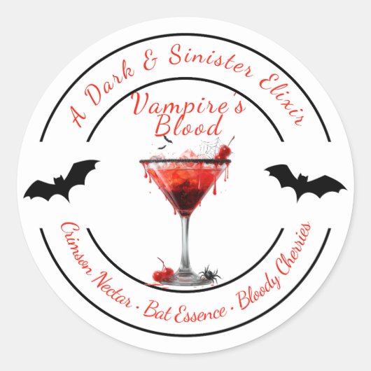 Halloween | Vampierbloedcocktail | Spookachtige Dr Ronde Sticker (Voorkant)