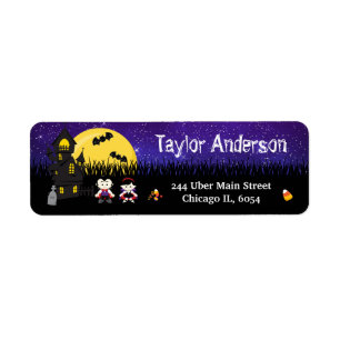 Halloween Vampieren Spookhuis Paars Etiket