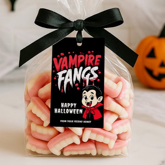 Halloween Vampiertanden Cadeaulabel