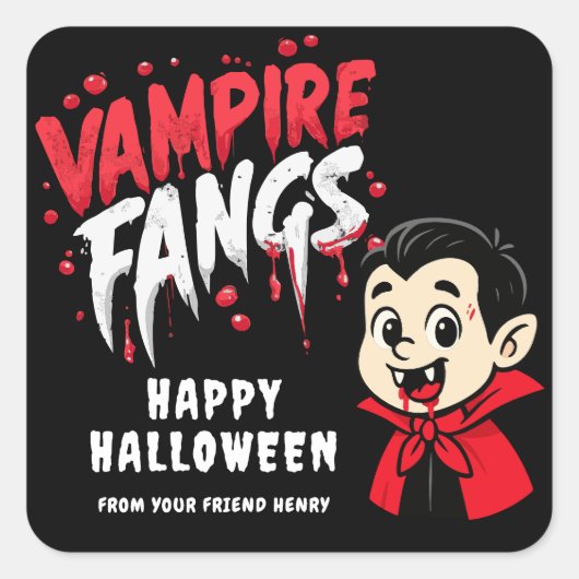 Halloween Vampiertanden Vierkante Sticker (Voorkant)