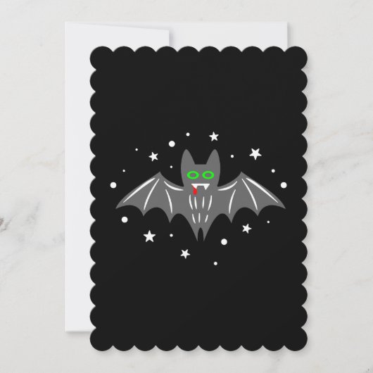 Halloween Vampire Bat Fangs Creepy Stars Kaart (Voorkant)