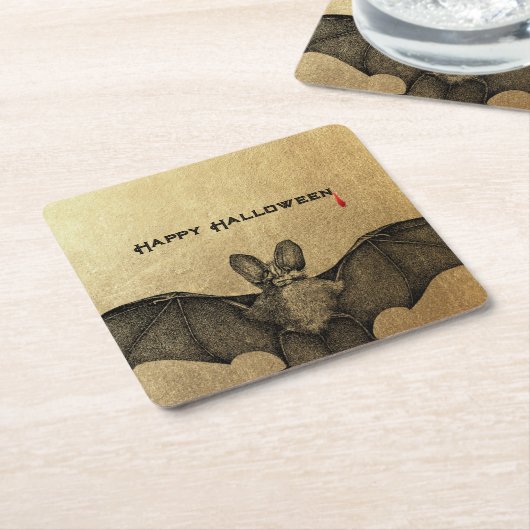 Halloween Vampire Bat Gold Kartonnen Onderzetters (Schuin)