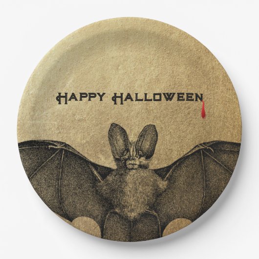 Halloween Vampire Bat Gold Papieren Bordje (Voorkant)