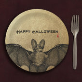 Halloween Vampire Bat Gold Papieren Bordje