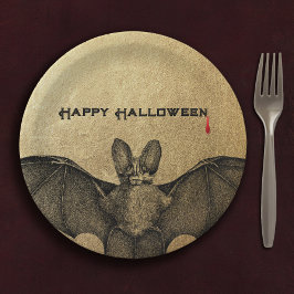 Halloween Vampire Bat Gold Papieren Bordje