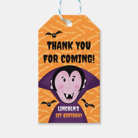 Halloween Vampire Bats 1e Verjaardag Schattige Cadeaulabel (Voorkant)