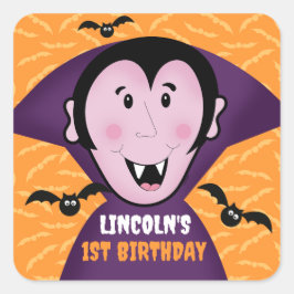 Halloween Vampire Bats 1e Verjaardag Schattige Vierkante Sticker