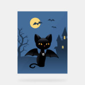 Halloween Vampire Black Cat met Wings Acryl Bord (Voorkant)