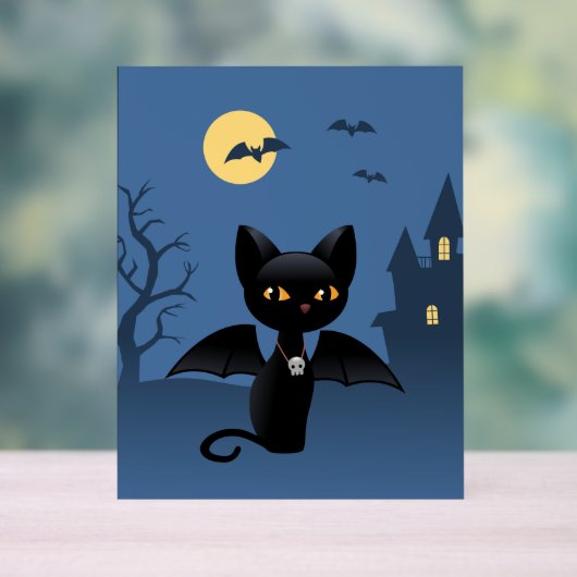 Halloween Vampire Black Cat met Wings Acryl Bord (Neutraal)