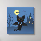 Halloween Vampire Black Cat met Wings Canvas Afdruk (Voorkant)