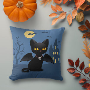 Halloween Vampire Black Cat met Wings Kussen