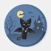 Halloween Vampire Black Cat met Wings Magneet (Voorkant)