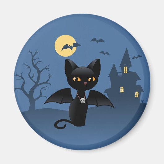 Halloween Vampire Black Cat met Wings Magneet (Voorkant)