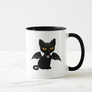 Halloween Vampire Black Cat met Wings Mok