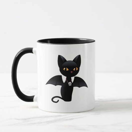 Halloween Vampire Black Cat met Wings Mok (Links)