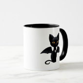 Halloween Vampire Black Cat met Wings Mok (Voorkant rechts)