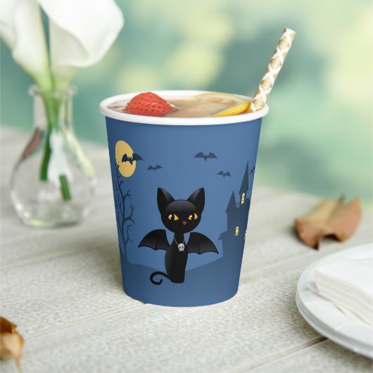 Halloween Vampire Black Cat met Wings Papieren Bekers (Insitu)