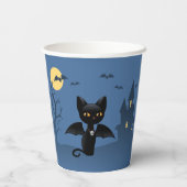 Halloween Vampire Black Cat met Wings Papieren Bekers (Achterkant)