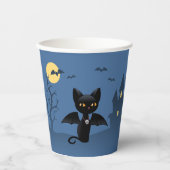 Halloween Vampire Black Cat met Wings Papieren Bekers (Voorkant)