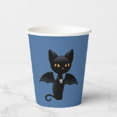 Halloween Vampire Black Cat met Wings Papieren Bekers (Achterkant)