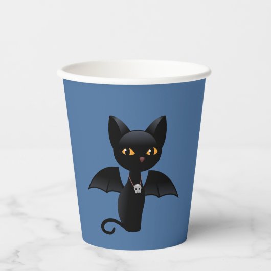 Halloween Vampire Black Cat met Wings Papieren Bekers (Voorkant)