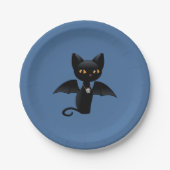 Halloween Vampire Black Cat met Wings Papieren Bordje (Voorkant)