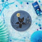 Halloween Vampire Black Cat met Wings Papieren Bordje (Feest)