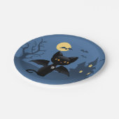 Halloween Vampire Black Cat met Wings Papieren Bordje (Gekanteld)