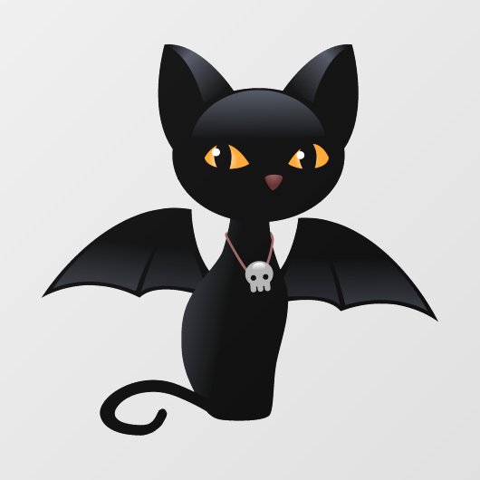 Halloween Vampire Black Cat met Wings Raamsticker (Vel)