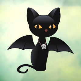 Halloween Vampire Black Cat met Wings Raamsticker