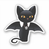 Halloween Vampire Black Cat met Wings Sticker (Voorkant)