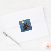 Halloween Vampire Black Cat with Wings Vierkante Sticker (Envelop)