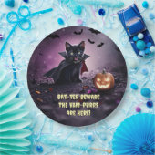 Halloween Vampire Black Kitten Katten Papieren Bordje (Feest)