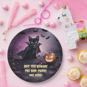 Halloween Vampire Black Kitten Katten Papieren Bordje (Feest)