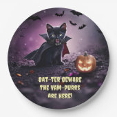 Halloween Vampire Black Kitten Katten Papieren Bordje (Voorkant)