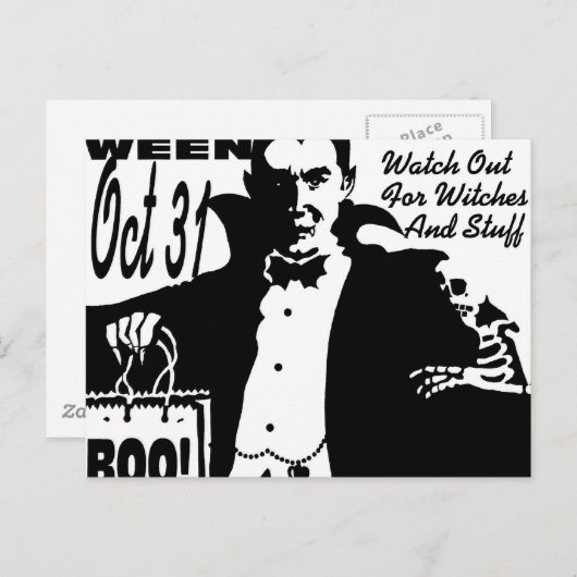 Halloween Vampire Briefkaart (Voorkant / Achterkant)