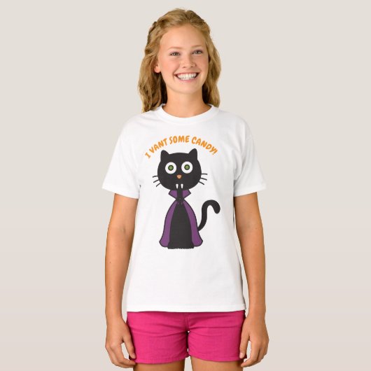 Halloween Vampire Cat T-shirt (Voorkant volledig)