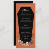 Halloween Vampire Coffin Wedding Party Terracotta Menu (Voorkant / Achterkant)
