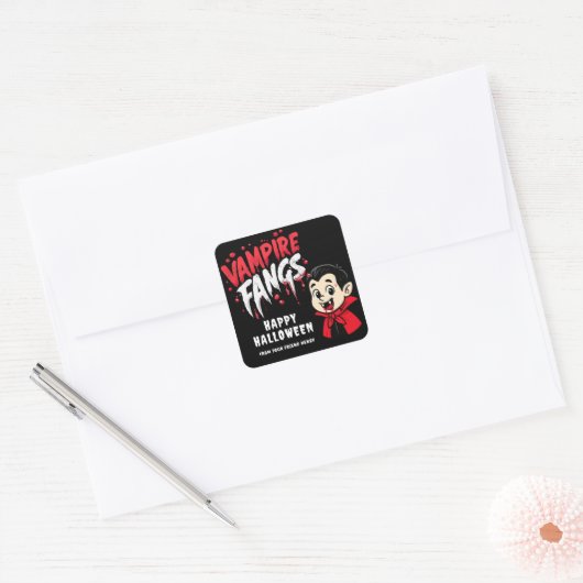 Halloween Vampire Fangs Vierkante Sticker (Envelop)