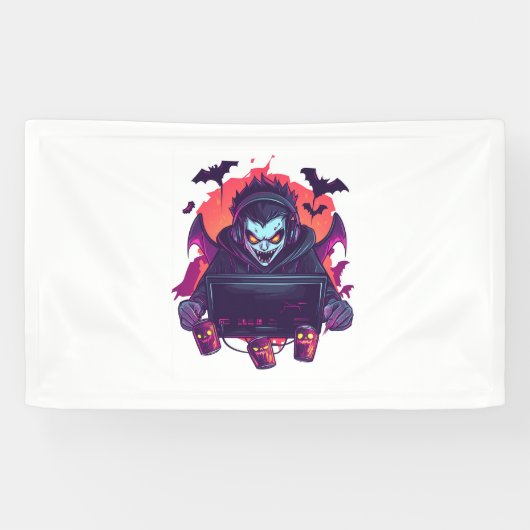 Halloween Vampire Gamer Spandoek (Horizontaal)