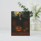Halloween Vampire Scary Night Pumpkin Briefkaart (Staand voorkant)
