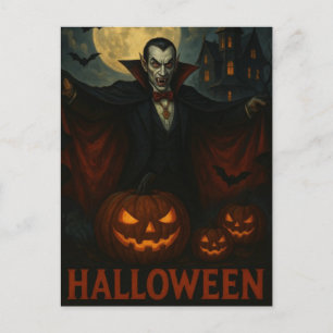 Halloween Vampire Scary Night Pumpkin Briefkaart