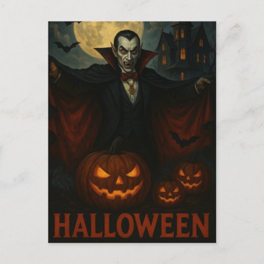 Halloween Vampire Scary Night Pumpkin Briefkaart (Voorkant)