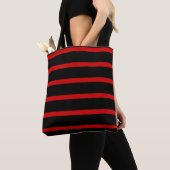 Halloween Vampire Style Red en Black Stripes Tote Bag (Dichtbij)