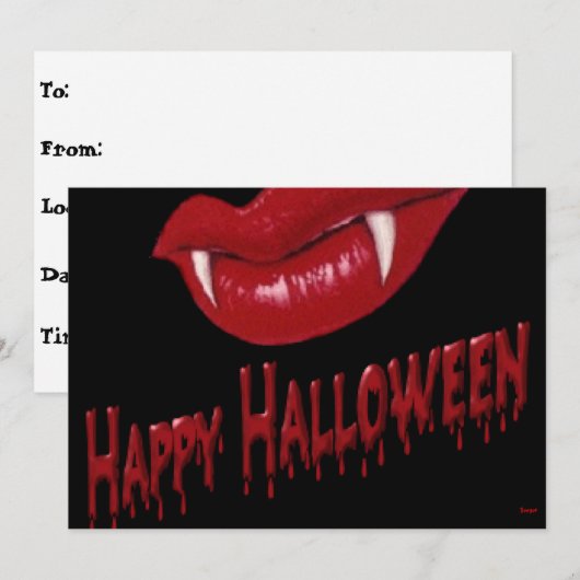 Halloween- Vampire Teeth met Happy Halloween Kaart (Voorkant / Achterkant)