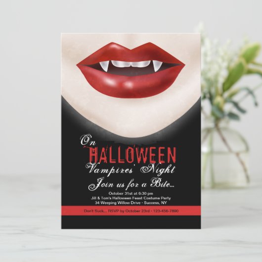 Halloween Vampire Uitnodiging (Staand voorkant)