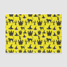 HALLOWEEN VAN DE KATTEN KASTLEGT PETTEN SKULLS TRE TISSUEPAPIER